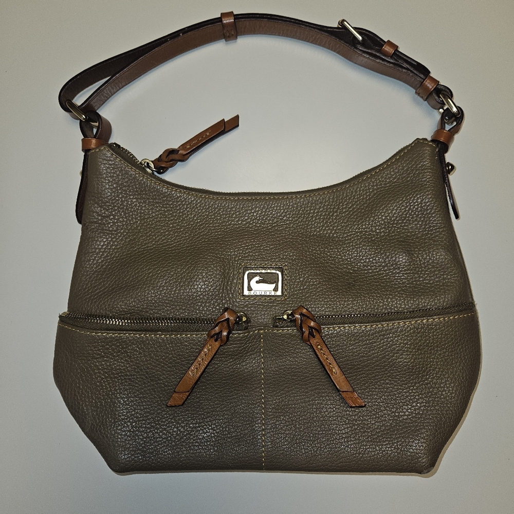 Dooney & Bourke Pebbled Leather Hobo Shoulder Bag – Olive